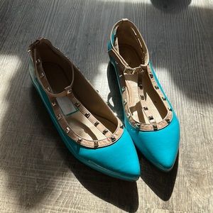 BCBG Teal Studded Flats - size 11